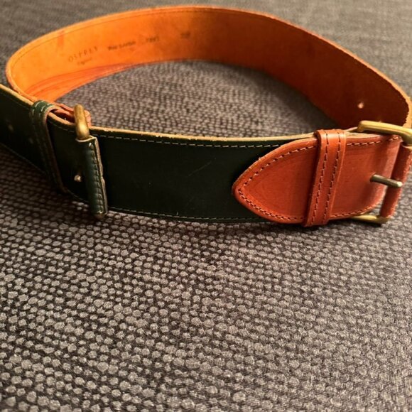 Osprey London Womens Genuine Leather Belt Forest Green Brown EUC Size 30 Small M - Picture 1 of 8